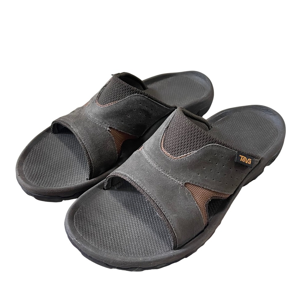 Teva Langdon Slide Sandal Black Brown Men's Size 12 Shoes Beach Pool Gym Water